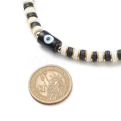 4Pcs 4 Color Lampwork Evil Eye & Polymer Clay Heishi Beaded Necklaces Set NJEW-JN04082-1
