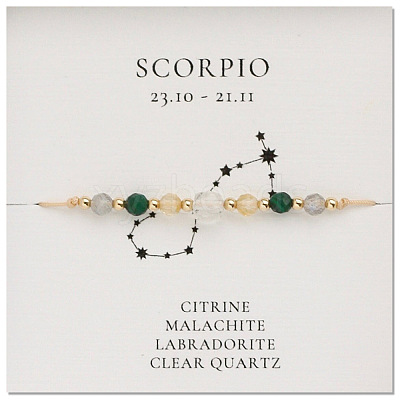 Natural stone constellation bracelet with 12 zodiac signs X-NR2952-12-1