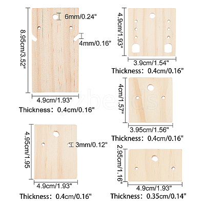20Pcs 5 Styles Wooden Earring Organizer Boards EDIS-NB0001-07-1