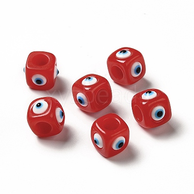 Resin Evil Eye European Beads RESI-A021-06-1