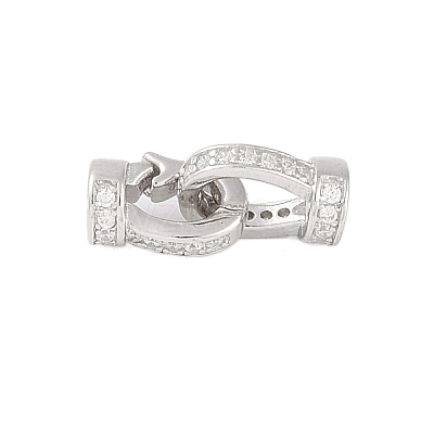 925 Sterling Silver Micro Pave Clear Cubic Zirconia Fold Over Clasps STER-U004-02P-1
