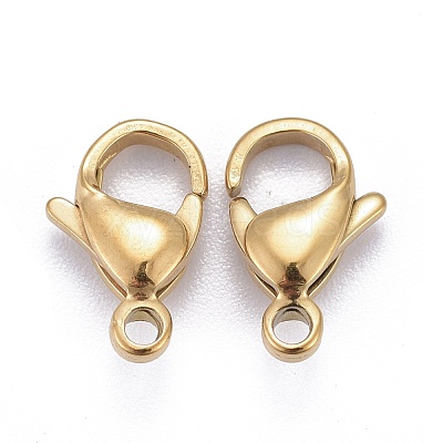 Ion Plating(IP) 304 Stainless Steel Lobster Claw Clasps STAS-H353-C-02G-1