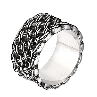 Knitted Textured 304 Stainless Steel Finger Rings FS-WG9203F-05-1