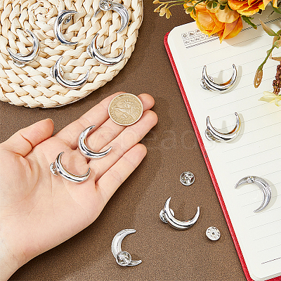 12Pcs Moon Alloy Lapel Pin Backs for Backpack Clothes JEWB-FH0002-79P-1