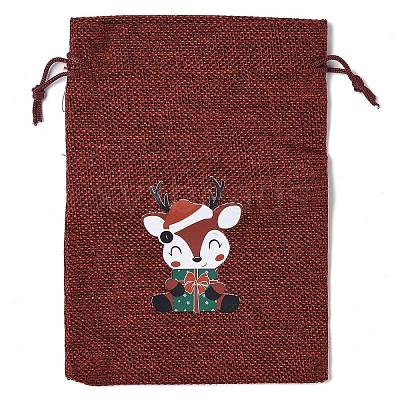 Christmas Theme Jute Cloth Storage Bags ABAG-F010-01B-06-1
