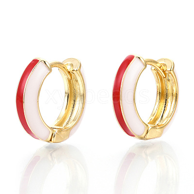Brass Huggie Hoop Earrings EJEW-S209-07D-1
