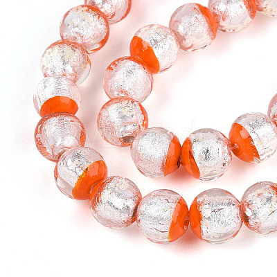 Luminous Handmade Lampwork Silver Foil Beads Strand FOIL-N029-03D-1