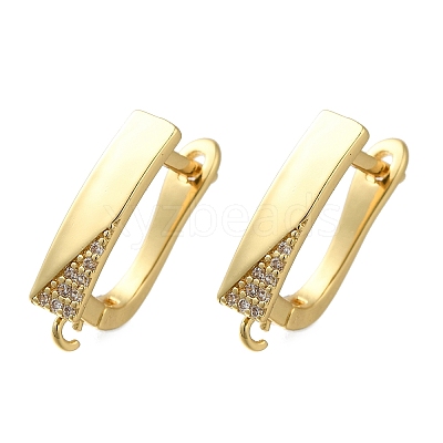 Rack Plating Brass Micro Pave Cubic Zirconia Hoop Earring Findings EJEW-H143-10G-1