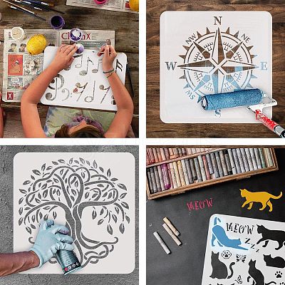 Large Plastic Reusable Drawing Painting Stencils Templates DIY-WH0172-612-1