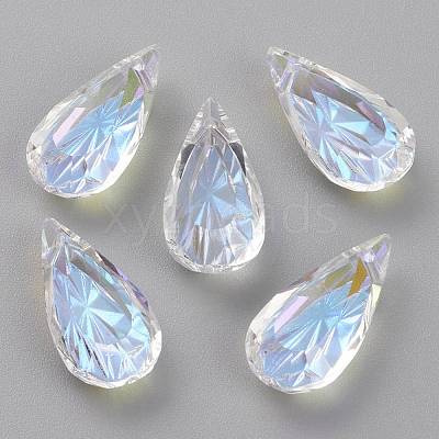 Embossed Glass Rhinestone Pendants GLAA-J101-06B-001SI-1