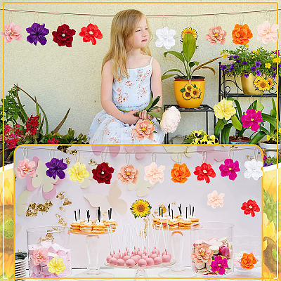20Pcs 20 Styles Crepe Paper Flowers Decoration for Wall AJEW-WR0001-94-1