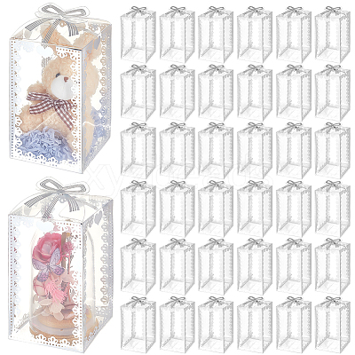 Folding Heart Print Transparent PVC Gift Packing Boxes CON-WH0085-192C-02-1