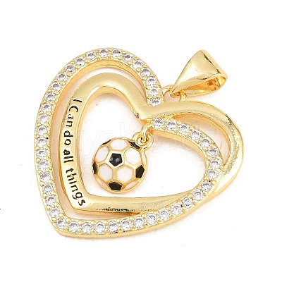 Football Brass Micro Pave Cubic Zirconia Pendants KK-A297-09B-G-1