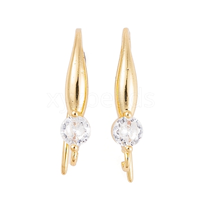 Rack Plating Brass Cubic Zirconia Earring Hooks KK-S374-05G-05-1