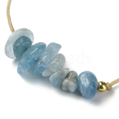Natural Aquamarine Chips Braided Bead Bracelets BJEW-JB09851-03-1