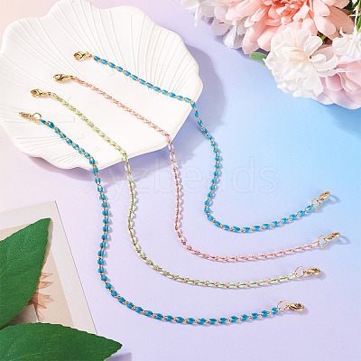 4Pcs 4 Colors Brass Enamel Curb Chain Bracelet Making AJEW-TA00033-1