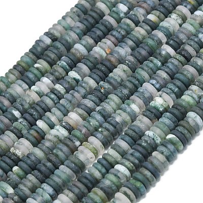 Frosted Natural Moss Agate Beads Strands G-K389-C37-01-1