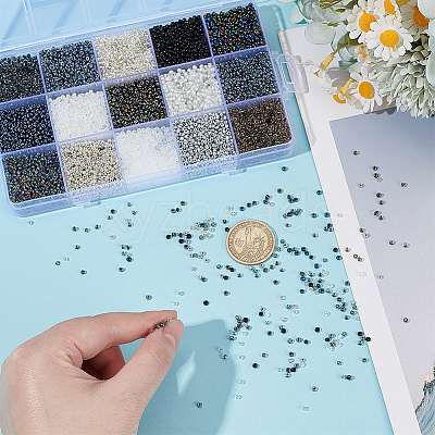 15 Styles Glass Seed Beads SEED-WR0001-12-1