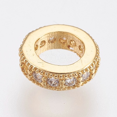 Brass Micro Pave Cubic Zirconia Rondelle Wheel European Beads LS-ZIRC-F083-094G-RS-1