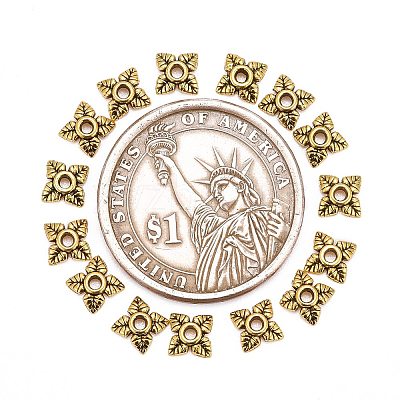 Tibetan Style Alloy Bead Caps TIBEB-Q018-AG-FF-1