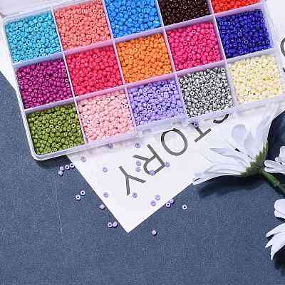 180G 15 Colors Baking Paint Glass Seed Beads SEED-JQ0003-01C-3mm-1