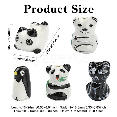 10Pcs 5 Styles Handmade Porcelain Beads PORC-CJ0001-41-1