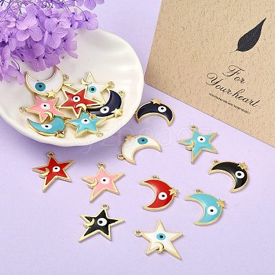 20Pcs 10 Style Rack Plating Alloy Enamel Pendants ENAM-SZ0002-61-1