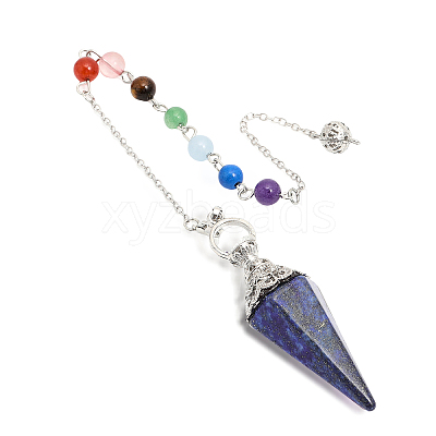 1Pc Natural Lapis Lazuli Hexagonal Pointed Dowsing Pendulums G-CA0001-70B-1