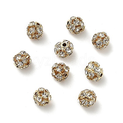6mm Brass Crystal Rhinestone Beads KK-S519-01A-01G-1
