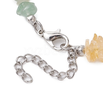 Natural Citrine & Tiger Eye & Green Aventurine Chip Beaded Necklaces NJEW-JN05099-01-1