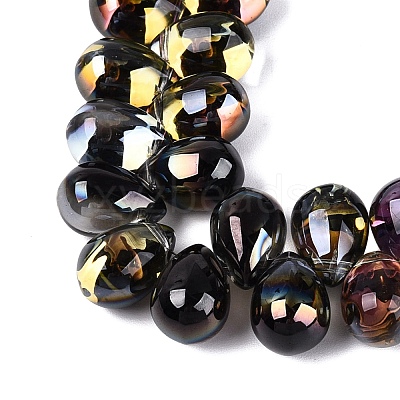Electroplate Baking Paint Transparent Glass Beads Strands GL-N005-02A-C03-1