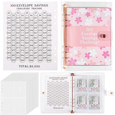 A5 PVC 100 Envelope Challenge Savings Binder AJEW-WH0471-112B-1