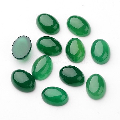 Grade A Natural Green Agate Oval Cabochons G-L394-04-18x13mm-1
