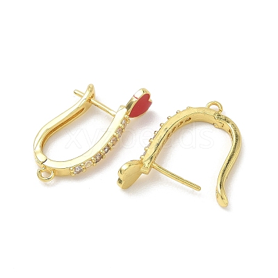 Brass Micro Pave Clear Cubic Zirconia Hoop Earring Findings EJEW-C185-01G-01-1
