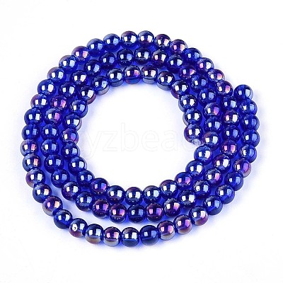 Electroplate Transparent Glass Beads Strands GLAA-T032-T4mm-AB16-1