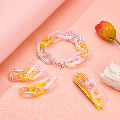120 Pcs 6 Colors Transparent Acrylic Linking Rings TACR-OC0001-05-1