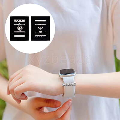 10Pcs 10 Style Rectangle Alloy Watch Band Charms Set with Crystal Rhinestone FIND-DC0004-57-1