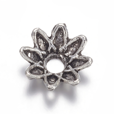Flower Tibetan Silver Bead Caps X-A475-1