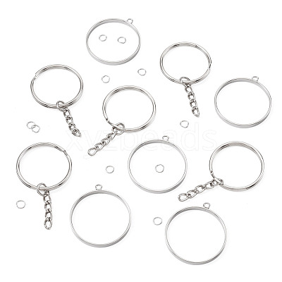 5Pcs 304 Stainless Steel Open Back Bezel Pendants STAS-TAD0001-01F-1
