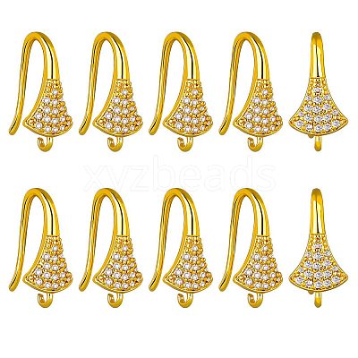 10 Pair Brass Micro Pave Clear Cubic Zirconia Earring Hooks ZIRC-SZ0005-01-1