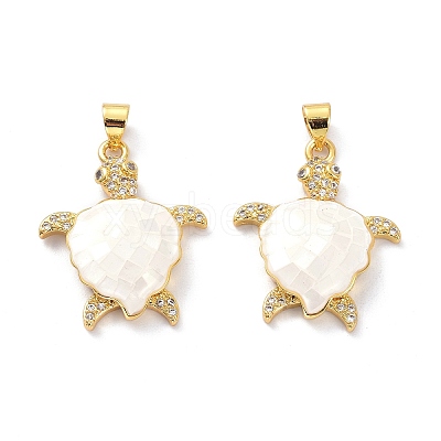 Real 18K Gold Plated Brass Micro Pave Clear Cubic Zirconia Pendants X-KK-D004-05G-D-1