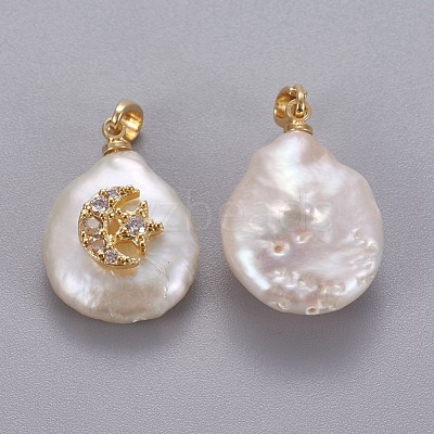Natural Cultured Freshwater Pearl Pendants KK-L187-13G-1
