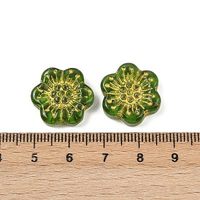 Baking Paint and Golden Metal Enlaced Glass Beads DGLA-T004-09G-1