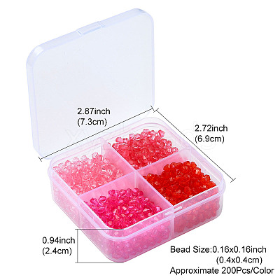 1200Pcs 4 Colors Transparent Acrylic Beads TACR-YW0002-45-1
