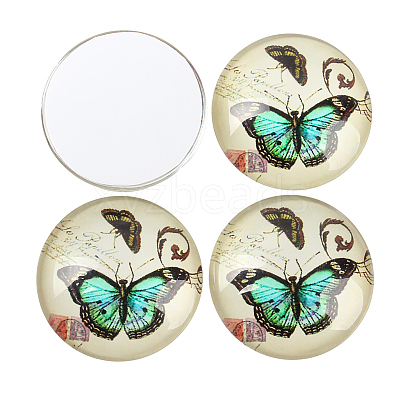 Butterfly Printed Glass Half Round/Dome Cabochons X-GGLA-N004-12mm-C-1