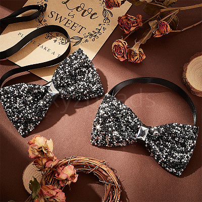 Adjustable Resin Rhinestone Polyester Bow Ties for Men AJEW-WH0472-01B-1