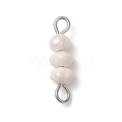 Natural Cultured Freshwater Pearl Potato Beaded Links PALLOY-JF04645-02-1