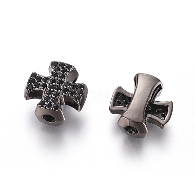 Brass Micro Pave Cubic Zirconia Slide Charms ZIRC-G166-38B-1
