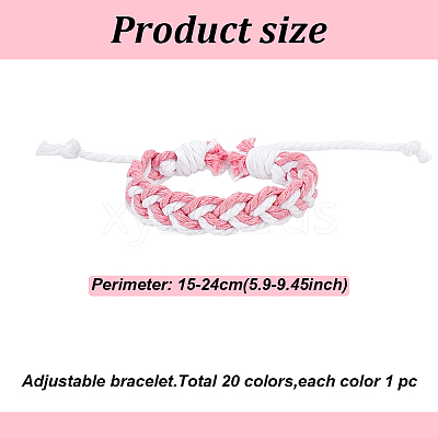 20Pcs 20 Colors Handmade Cotton & Linen Braided Cord Bracelets Set BJEW-AN0001-62-1