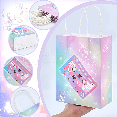 24Pcs 2 Styles Rainbow Color Musical Paper Packing Tote Bags ABAG-PH0001-83-1
